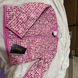 Ralph Lauren Polo Girls' Pink Tweed Quilted Jacket